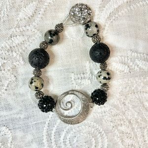 8 ½” chunky fun boho Dalmatian  jasper bracelet